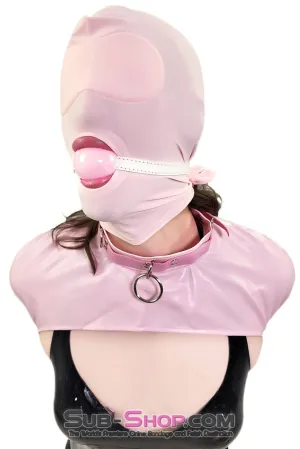 0445DL-SIS      Large Pink Pretty Sissy Slave Rubber Ballgag on BDSM Mistress White Strap