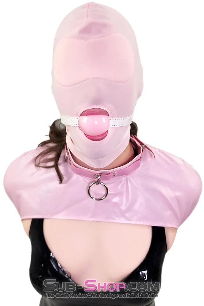 0445DL-SIS      Large Pink Pretty Sissy Slave Rubber Ballgag on BDSM Mistress White Strap