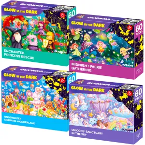 60 Piece Glow in The Dark Puzzles for Kids | Tale Heroes