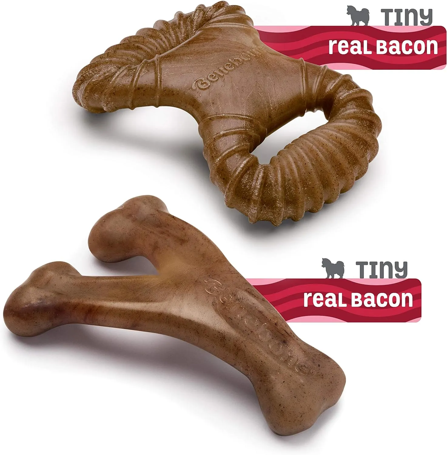 Benebone Tiny Bacon Dental Chew & Wishbone 2-Pack, Dog Toy