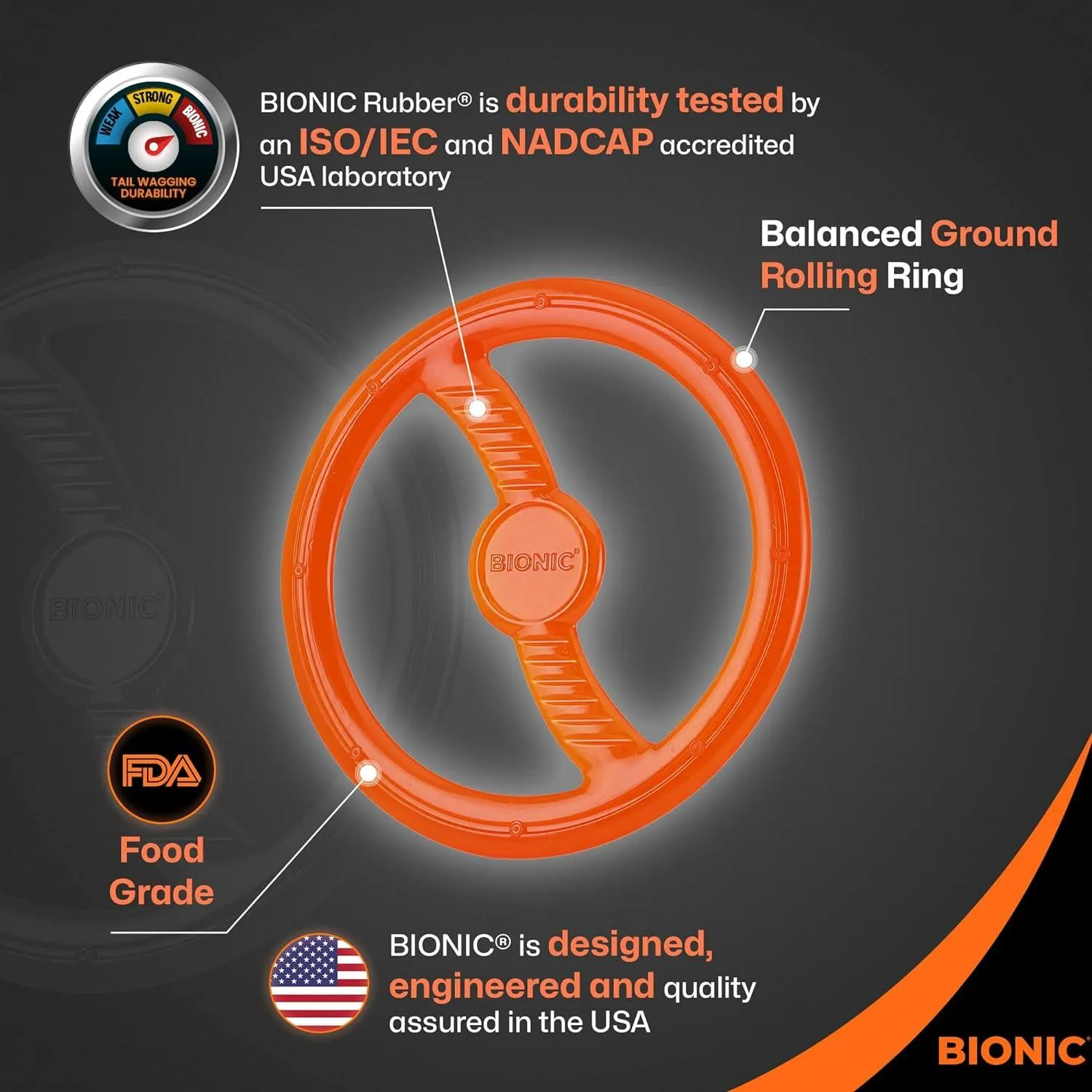 Bionic Rubber Toss-N-Tug Ring Dog Toy