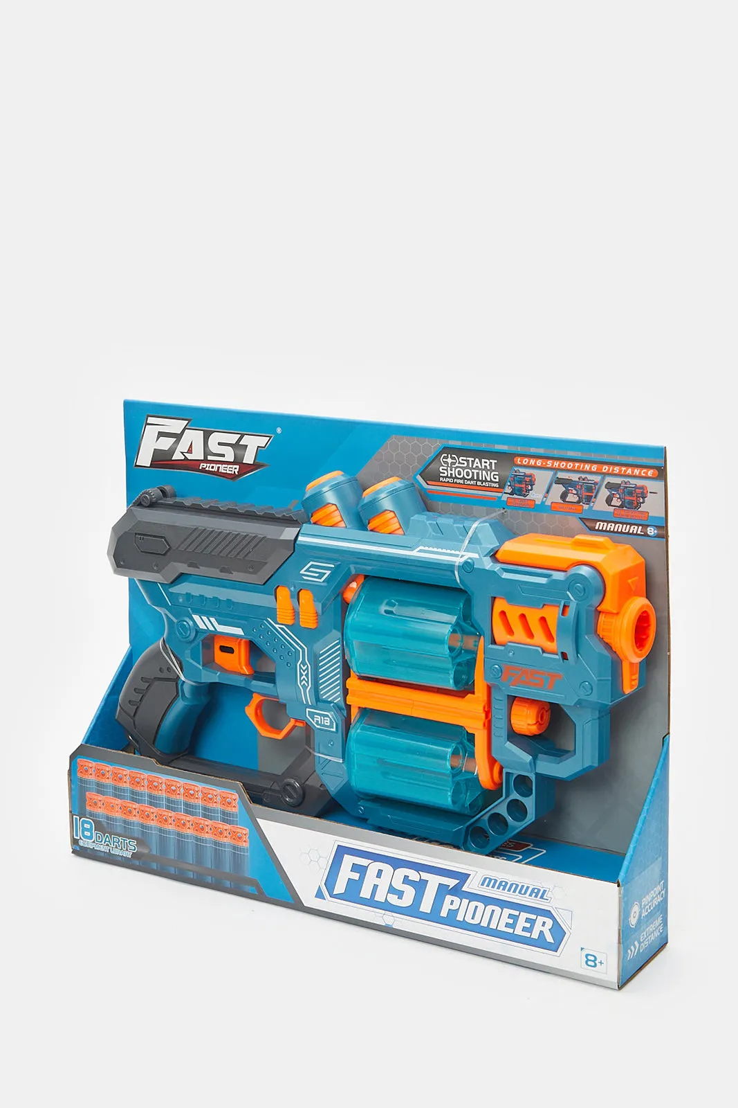 Blue Soft Bullet Toy Blaster With Grains (18 Piece)