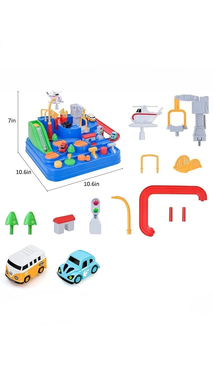 CAR RACE TRACKS FOR BOYS CAR ADVENTURE TOYS FOR 3  YEAR OLD BOYS GIRLS, CITY RESCUE PRESCHOOL EDUCATIONAL TOY VEHICLE PUZZLE CAR TRACK PLAYSETS FOR TODDLERS