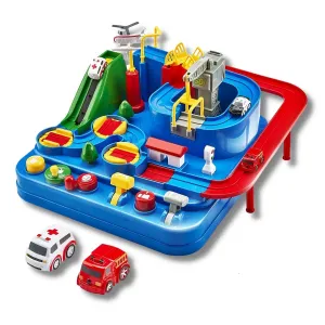 CAR RACE TRACKS FOR BOYS CAR ADVENTURE TOYS FOR 3  YEAR OLD BOYS GIRLS, CITY RESCUE PRESCHOOL EDUCATIONAL TOY VEHICLE PUZZLE CAR TRACK PLAYSETS FOR TODDLERS