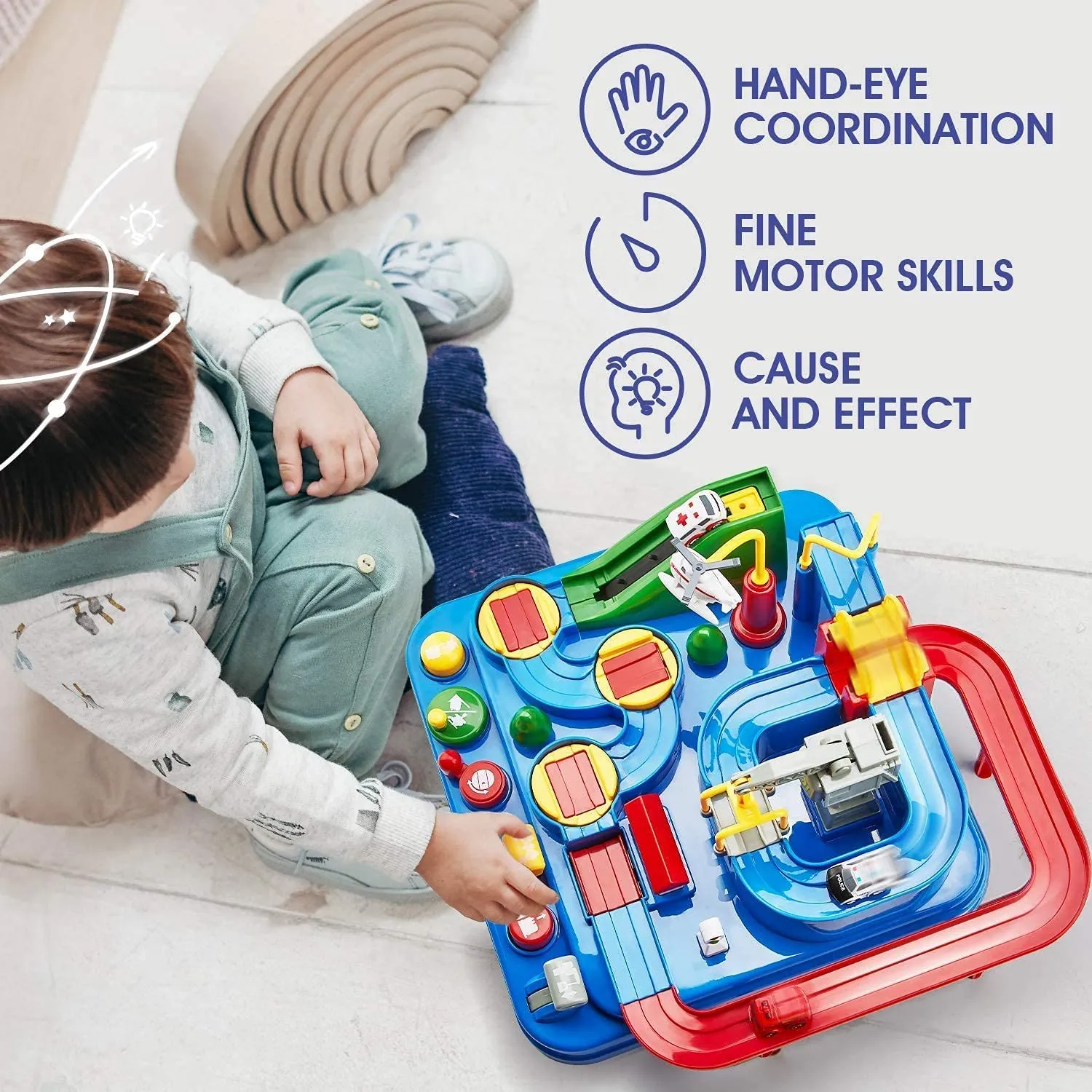 CAR RACE TRACKS FOR BOYS CAR ADVENTURE TOYS FOR 3  YEAR OLD BOYS GIRLS, CITY RESCUE PRESCHOOL EDUCATIONAL TOY VEHICLE PUZZLE CAR TRACK PLAYSETS FOR TODDLERS