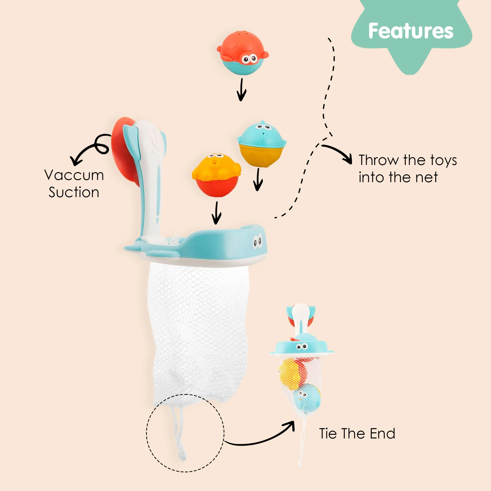 Catch The Fish Multicolour Set Of 3 Bath Toy