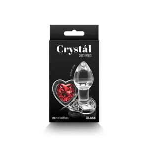 Crystal Desires Glass Heart Gem Butt Plug Small - Red