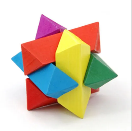 [Discontinued] SainSmart Jr. Wooden Educational Triangle Lock 3D IQ Puzzle Cube Toy Brain Teaser Christmas gift