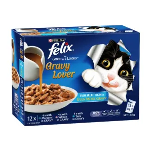 Felix Gravy Lovers Fish Selection Adult Wet Cat Food Pouches 12 x 85g