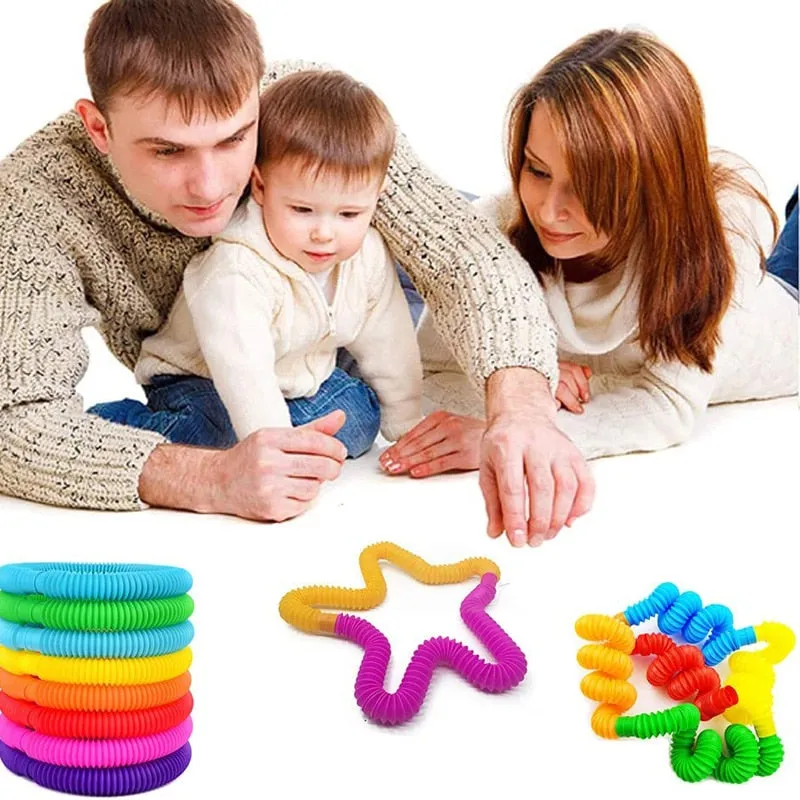 Fidget Toys Creative Magical Toy Colorful Circle Funny Toys Folding Plastic Pop Tube Coil Teaching Educational Folding Toys