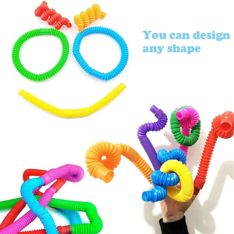 Fidget Toys Creative Magical Toy Colorful Circle Funny Toys Folding Plastic Pop Tube Coil Teaching Educational Folding Toys