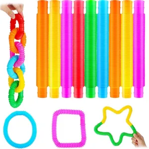 Fidget Toys Creative Magical Toy Colorful Circle Funny Toys Folding Plastic Pop Tube Coil Teaching Educational Folding Toys