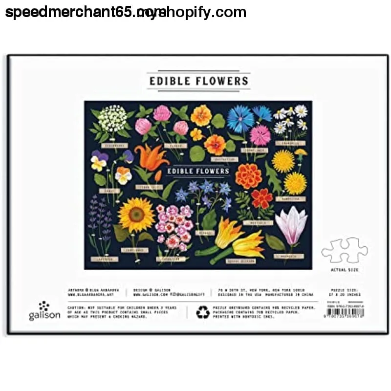 Galison Edible Flowers Puzzle, 1000 Pieces, 27” x 20” – Difficult Jigsaw Puzzle with Colorful Floral Artwork and Educational Design – Thick, Sturdy Pieces, Challenging Family Activity