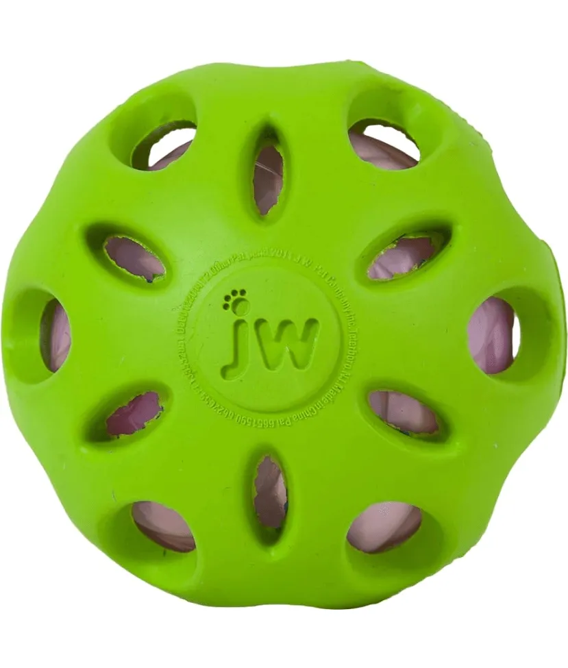 JW Crackle Heads Crackle Ball Green Dog Toy