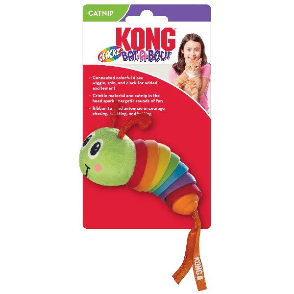 KONG Bat-A-Bout Clackz Caterpillar Cat Toy