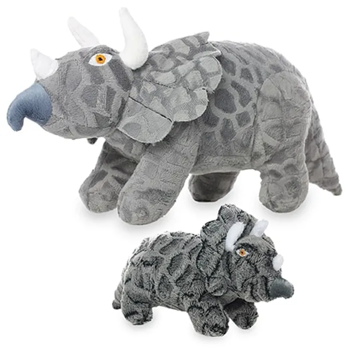 Mighty Dinosaur Dog Tug and Fetch Toys, Triceratops (mini and regular size)