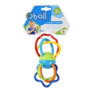 Oball Clickity Twist Teething Toy Fun Sounds Soother 3m 