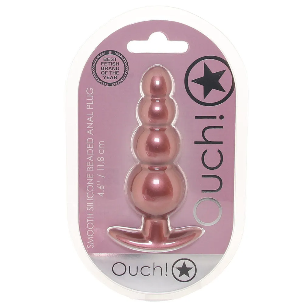 Ouch! Smooth Silicone Beaded Butt Plug in Rose Gold