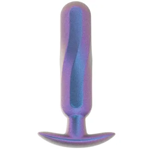 Ouch! Smooth Silicone Oblong Butt Plug in Metallic Blue