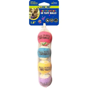 Petsport Birthday Tuff Balls 1.8-Inch 4-Pack, Dog Toy