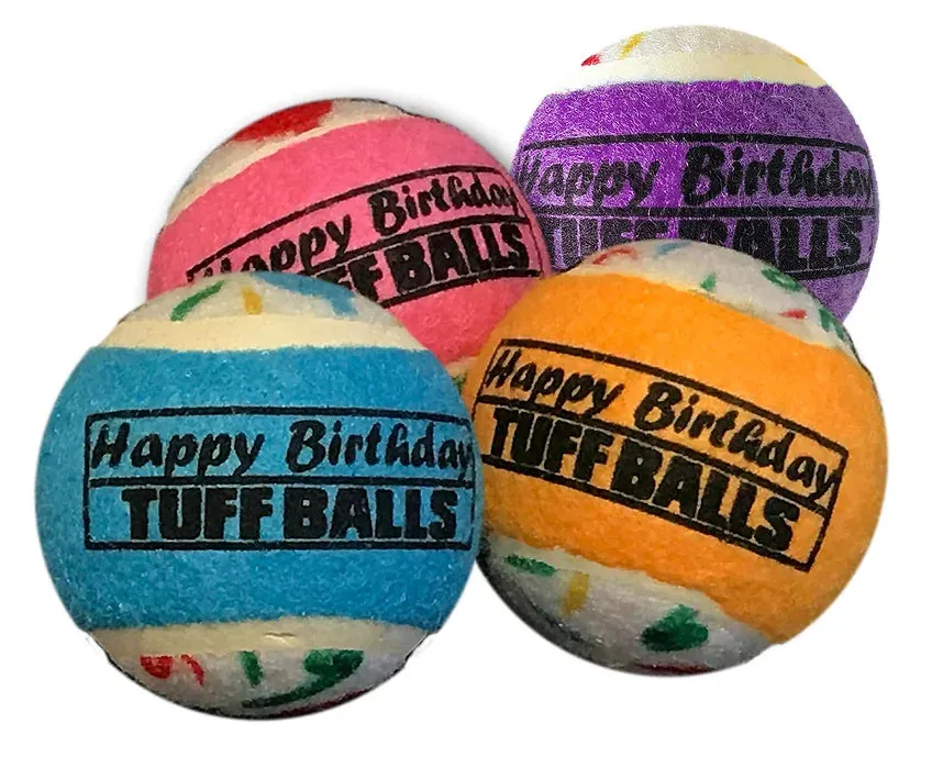 Petsport Birthday Tuff Balls 1.8-Inch 4-Pack, Dog Toy