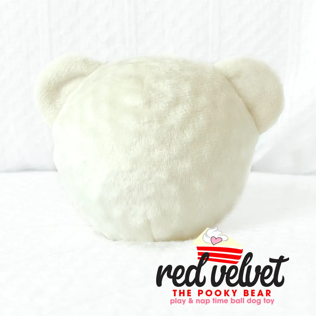 Red Velvet Pooky Bear Rough Play Squeaky Ball Dog Toy