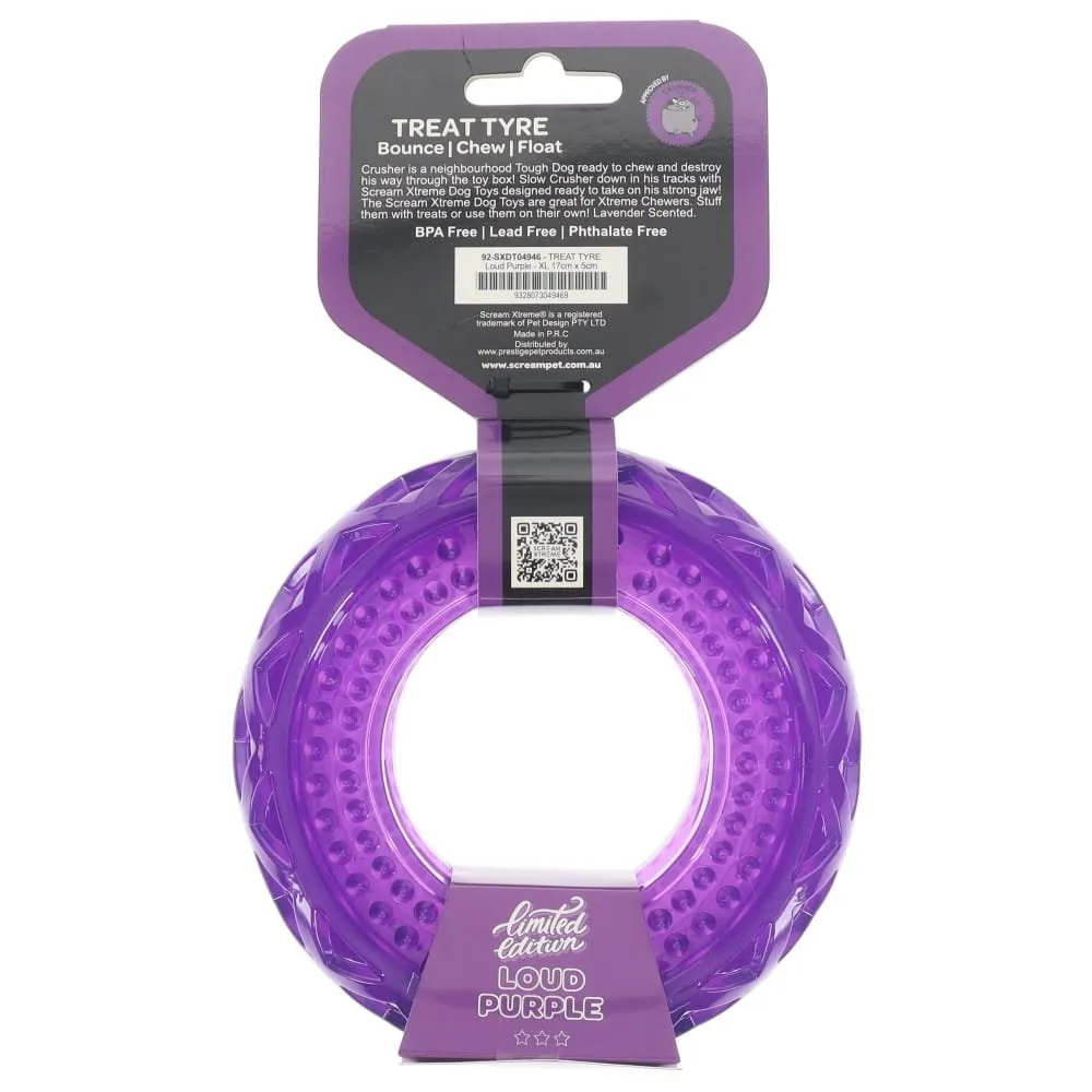 Scream Xtreme Treat Tyre Lavender Scented Dog Toy Extra Large