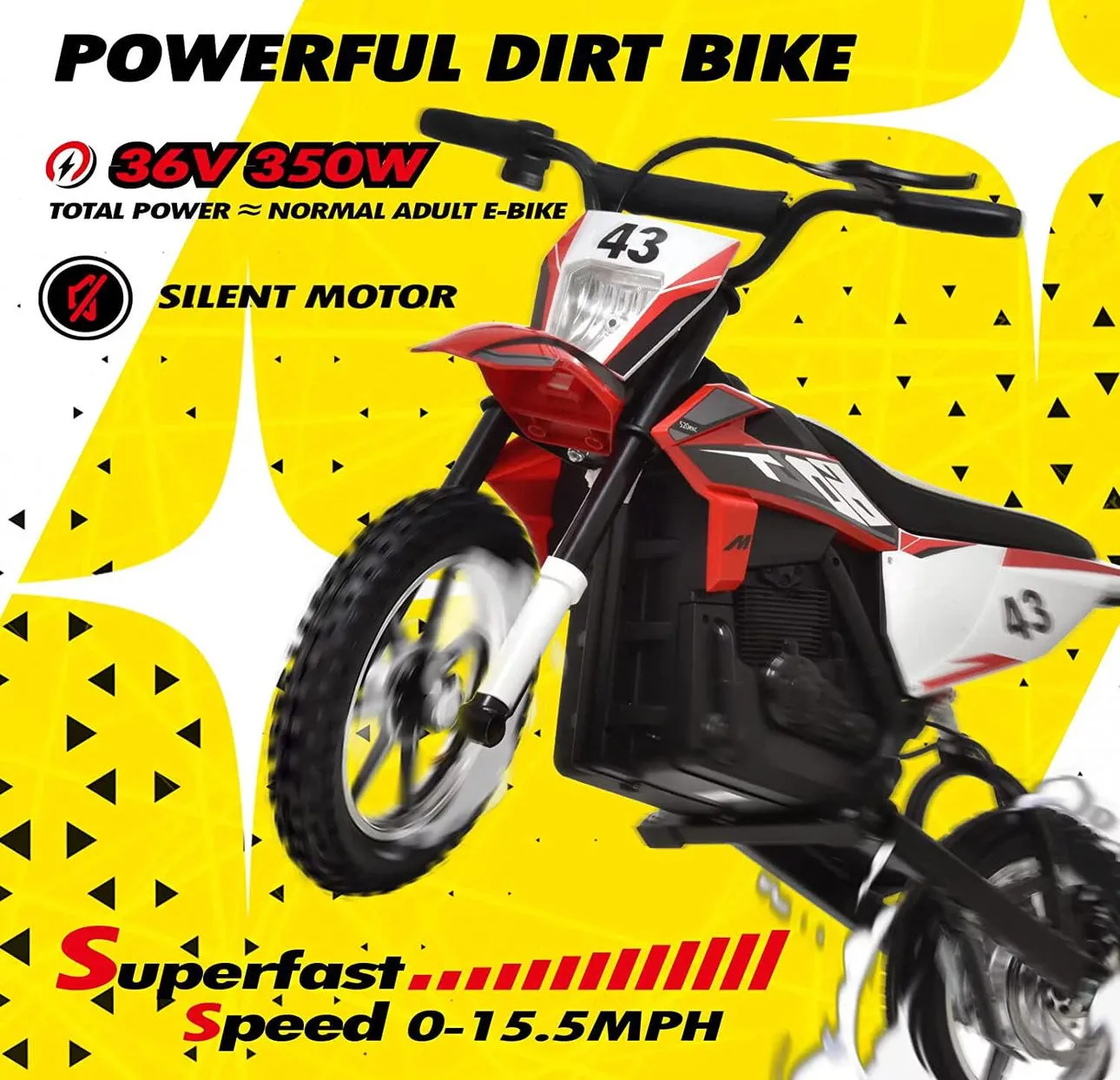 Super Cool 2025 Fast Off Road Electric 36V Kids Dirt Bike Upgraded 1 Seater 350W Motor | Up To 27 K/ph | Leather Seat | Rubber Tires