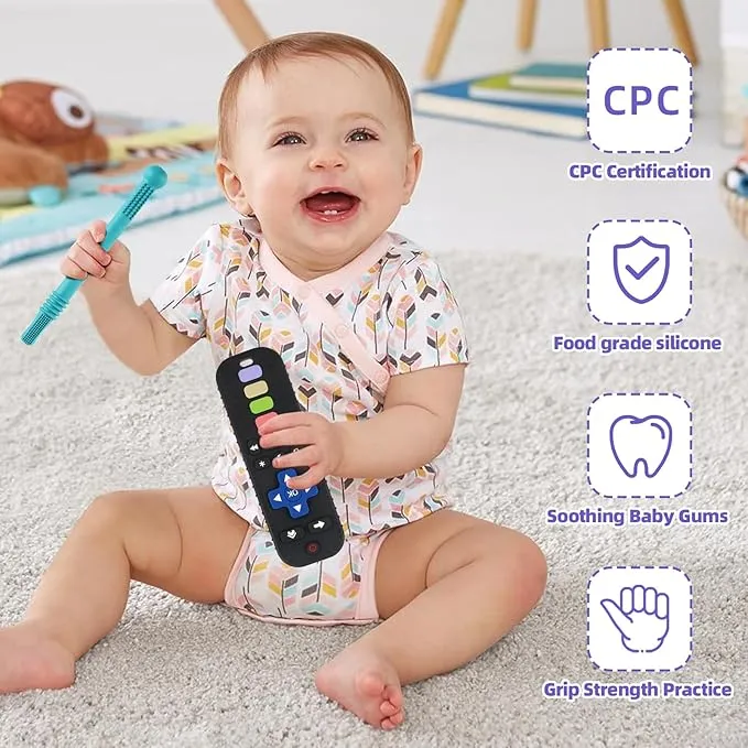 Teething Toys for Babies 0-18 Months - BPA Free Remote Teether & Teething Sticks