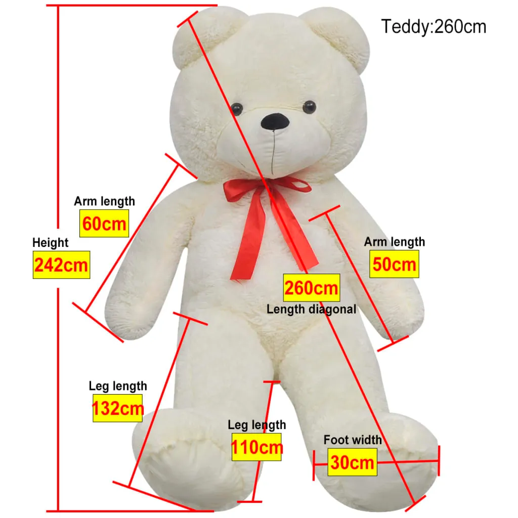 vidaXL Teddy Bear Cuddly Toy Plush White 242 cm - Soft and Cuddly Gift