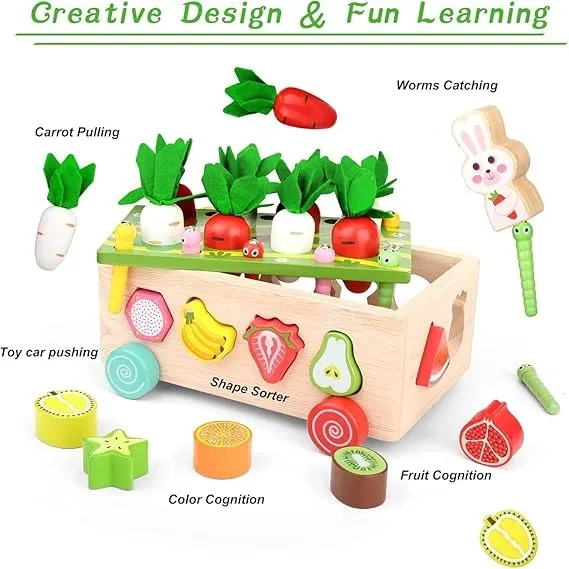 Wudly Carrot Harvest Cart  - Shape Sorter